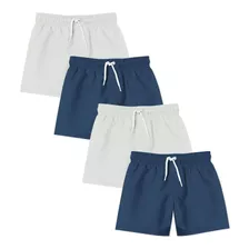 Kit 4 Shorts Masculino Bermuda Mauricinho Liso Básico Tactel