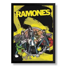 Quadro Decorativo Banda Ramones Poster Com Moldura 