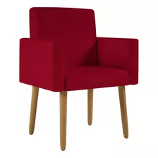 Poltrona Decorativa Cadeira Escritório Recepção Balaquidecor Cor Vermelha