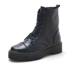 Bota Feminina Coturno Couro Plataforma Style