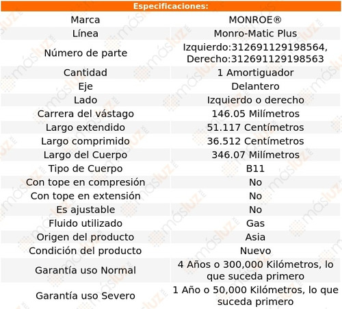 (1) Amortiguador Del Monro-matic Plus Der O Izq 200sx 95/98 Foto 2