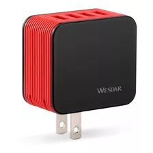 Cargador Pared 4 Puertos Usb 2.4a 5v Wesdar Ac11 Rojo Backup