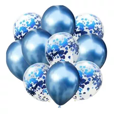 Kit Balao Hiperfesta Confete / Metalic 10un Cor Azul