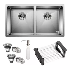 Cuba Dupla Quadrada Inox Cozinha 8040 Acessórios +tábua