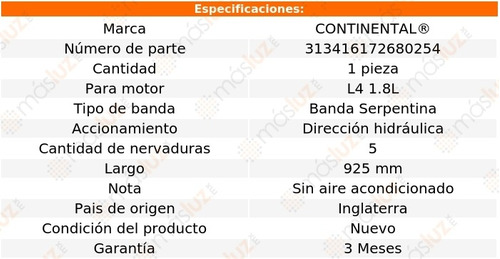 Banda 925 Mm Acc Summit Eagle L4 1.8l 93 Continental D/h Foto 5