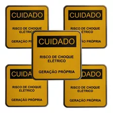 5 Placas Advertência Energia Solar 13x13 Padrão Cpfl