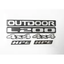 Jogo Adesivo Vinil Mitsubishi L200 Outdoor Hpe 4x4 Lo004 Ck