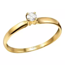 Anel Ouro 18k Solitário Noivado Casamento Diamante 20 Pontos