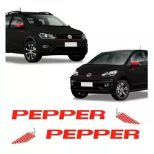 Kit Adesivo Emblema Lateral Pepper Up! Saveiro Carro Preto