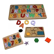 3pçs Alfabeto+ Numero+ Formas Geométricas Brinquedo Pedagógi