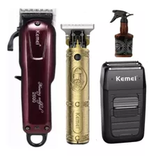 Três Maquininhas Kemei Cortar Cabelo Acabamento E Shaver