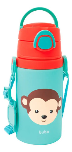 Garrafinha De Aluminio Animal Fun Macaco Bpa Free 400ml Buba Colorido