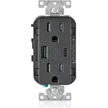 Leviton T5633-b - Cargador Usb De 15 A Tipo A Y Tipo C Neg