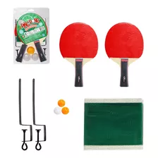 Kit Ping Pong Com 2 Raquetes E 3 Bolinhas + Rede 