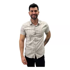 Camisa Sibra Manga Curta Slim Listrada Masculina