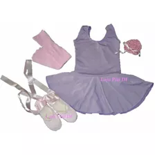 Roupa De Bale Ballet Bailarina Infantil Rosa Lilas Completa