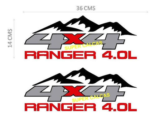 Calcomania Ranger 4x4 Montaas Ford 4.0 Accesorios Camioneta Foto 2