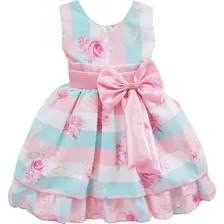 Vestido Infantil Festa Floral Arco Iris Jardim Encantado