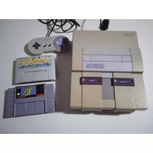 Super Nintendo Original, Único Dono, Acompanha 2 Cartuchos, 1 Joystick, Fonte E Cabo De Antena