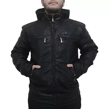 Jaqueta Masculina Couro Pu Forrada Frio Casaco Dixie Slim