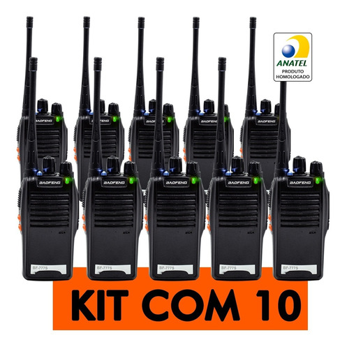Kit 10 Rádios Comunicador Vhf/uhf/ Fm Baofeng 777s Walktalk 