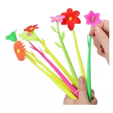 Caneta Flor Colorida Silicone 0.5mm - 10 Unidades