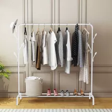 Arara De Roupa Cabideiro Expositor De Chão Closet Aço Branco