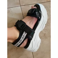 Sandalias Plataforma Sneakers Super Comoda N38 Negro