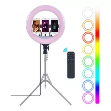 Aro De Luz Led Rgb 56cm Profesional+3 Soportes+trípode 2.10m