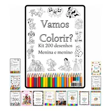 Kit Com 200 Desenhos Cada Para Colorir Em Folha A4 - 2 Por Folha Envio Imediato