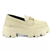 Sapato Mocassim Feminino Plataforma Tratorado Casual