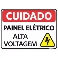 Placa Sinalização Cuidado Painel Elétrico 18x25cm