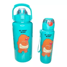 Kit 2 Garrafas Água Galão Squeeze 2l+700ml Academia Escola 