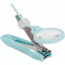 Cortador De Unha Bebe Com Lupa Seguro Infantil Manicure Cor Azul