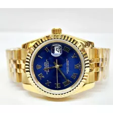 Reloj Rol Datejust Dorado/azul Romano Jubilee 36 Mm Automati