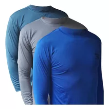 Kit 3 Camisetas Proteção Solar Uv+50 Segunda Pele Frio/calor