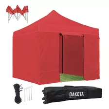 Gazebo Dakota Gz33p4 3x3 Autoarmable Paredes + Puerta + Estacas + Bolso - Color Rojo