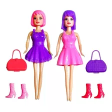 2 Bonecas Troca De Roupa Com Acessórios Brinquedo De Menina