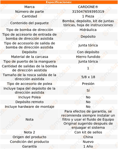 Bomba Direccin Licuadora C/depsito Comet 4.1l 6 Cil 69 Foto 5