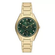 Reloj Mujer Armani Exchange Lady Giacomo Acero Inoxidable Color De La Correa Dorado Color Del Bisel Dorado Color Del Fondo Verde