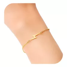 Pulsera Rayo Plata 950 Enchapado Oro Naranja 18k Minimalista