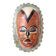 Novica Máscara Decorativa De Madera De Caucho Africano Ghan