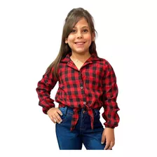 Camisa Flanela Infantil Menina Amarração Moda Country Junina