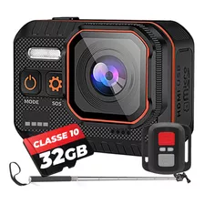 Câmera Sc02 Sport 4k 60fps Wi-fi + 32gb Bastão Mergulho Surf