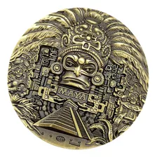 ,, 80mm Dia Maia Asteca Verde Bronze Moeda Medalhão Art