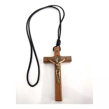 Cordão, Crucifixo Madeira Com Medalha De São Bento