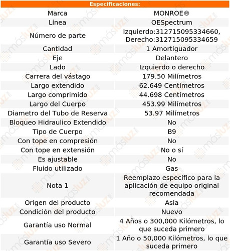 (1) Amortiguador Del Oespectrum Gas Der O Izq Pilot 09/15 Foto 2