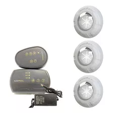 Led Piscina Kit 3 Leds Rgb 9w Luxpool + Central Compacta 110v/220v