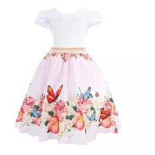 Vestido Jardim Flores Borboletas Infantil Vários Modelos