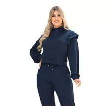 Conjunto Moletinho Calça E Blusa Feminino Basico Confortavel